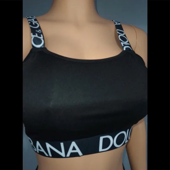 White Dolce & Gabbana Inspired Cami Crop Top & Stretchy Pants Outfit - Picture 10 of 13